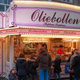 An outdoor stand in central Amsterdam selling oliebollen